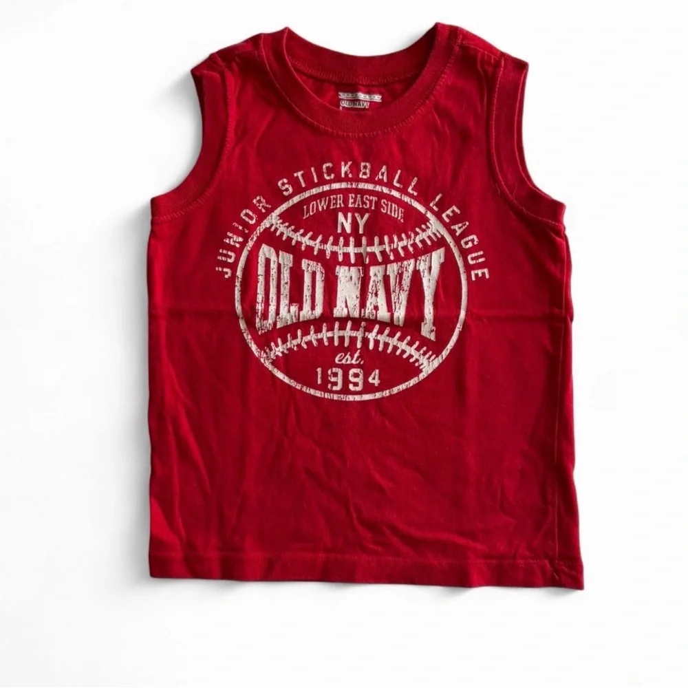 Old Navy Boys 5T Stickball League Graphic Tank Red